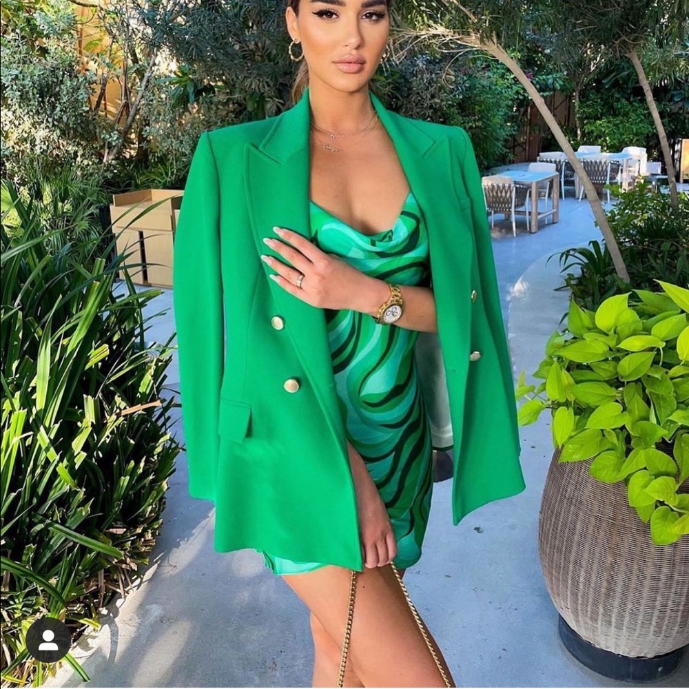 Zara Flowy Mini Dress Green - Picture 7 of 16